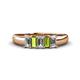 1 - Melina 5x3 mm Emerald Cut Diamond and Peridot 5 Stone Thick Shank Wedding Band 