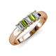 3 - Melina 5x3 mm Emerald Cut Diamond and Peridot 5 Stone Thick Shank Wedding Band 
