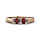 1 - Melina 5x3 mm Emerald Cut Diamond and Red Garnet 5 Stone Thick Shank Wedding Band 