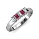 3 - Melina 5x3 mm Emerald Cut Diamond and Rhodolite Garnet 5 Stone Thick Shank Wedding Band 