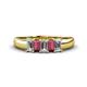 1 - Melina 5x3 mm Emerald Cut Diamond and Rhodolite Garnet 5 Stone Thick Shank Wedding Band 