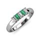 3 - Melina 5x3 mm Emerald Cut Diamond and Emerald 5 Stone Thick Shank Wedding Band 