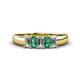 1 - Melina 5x3 mm Emerald Cut Diamond and Emerald 5 Stone Thick Shank Wedding Band 