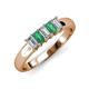 3 - Melina 5x3 mm Emerald Cut Diamond and Emerald 5 Stone Thick Shank Wedding Band 