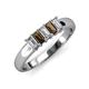 3 - Melina 5x3 mm Emerald Cut Diamond and Smoky Quartz 5 Stone Thick Shank Wedding Band 