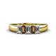 1 - Melina 5x3 mm Emerald Cut Diamond and Smoky Quartz 5 Stone Thick Shank Wedding Band 