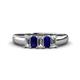 1 - Melina 5x3 mm Emerald Cut Diamond and Blue Sapphire 5 Stone Thick Shank Wedding Band 