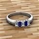 2 - Melina 5x3 mm Emerald Cut Diamond and Blue Sapphire 5 Stone Thick Shank Wedding Band 