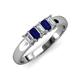 3 - Melina 5x3 mm Emerald Cut Diamond and Blue Sapphire 5 Stone Thick Shank Wedding Band 