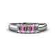 1 - Melina 5x3 mm Emerald Cut Diamond and Pink Sapphire 5 Stone Thick Shank Wedding Band 