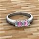 2 - Melina 5x3 mm Emerald Cut Diamond and Pink Sapphire 5 Stone Thick Shank Wedding Band 