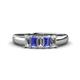 1 - Melina 5x3 mm Emerald Cut Diamond and Tanzanite 5 Stone Thick Shank Wedding Band 