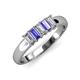 3 - Melina 5x3 mm Emerald Cut Diamond and Tanzanite 5 Stone Thick Shank Wedding Band 
