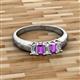 2 - Melina 5x3 mm Emerald Cut Diamond and Amethyst 5 Stone Thick Shank Wedding Band 