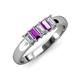 3 - Melina 5x3 mm Emerald Cut Diamond and Amethyst 5 Stone Thick Shank Wedding Band 