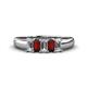 1 - Melina 5x3 mm Emerald Cut Diamond and Red Garnet 5 Stone Thick Shank Wedding Band 