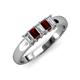 3 - Melina 5x3 mm Emerald Cut Diamond and Red Garnet 5 Stone Thick Shank Wedding Band 