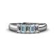 1 - Melina 5x3 mm Emerald Cut Diamond and Aquamarine 5 Stone Thick Shank Wedding Band 