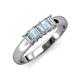 3 - Melina 5x3 mm Emerald Cut Diamond and Aquamarine 5 Stone Thick Shank Wedding Band 