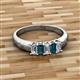 2 - Melina 5x3 mm Emerald Cut Diamond and London Blue Topaz 5 Stone Thick Shank Wedding Band 