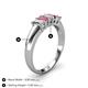 4 - Melina 5x3 mm Emerald Cut Diamond and Pink Tourmaline 5 Stone Thick Shank Wedding Band 
