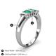 4 - Melina 5x3 mm Emerald Cut Diamond and Emerald 5 Stone Thick Shank Wedding Band 