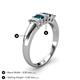 4 - Melina 5x3 mm Emerald Cut Diamond and London Blue Topaz 5 Stone Thick Shank Wedding Band 