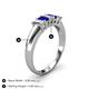 4 - Melina 5x3 mm Emerald Cut Diamond and Blue Sapphire 5 Stone Thick Shank Wedding Band 