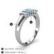 4 - Melina 5x3 mm Emerald Cut Diamond and Blue Topaz 5 Stone Thick Shank Wedding Band 