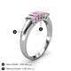 4 - Melina 5x3 mm Emerald Cut Diamond and Pink Sapphire 5 Stone Thick Shank Wedding Band 