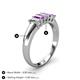4 - Melina 5x3 mm Emerald Cut Diamond and Amethyst 5 Stone Thick Shank Wedding Band 
