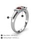 4 - Melina 5x3 mm Emerald Cut Diamond and Red Garnet 5 Stone Thick Shank Wedding Band 