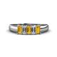1 - Melina 5x3 mm Emerald Cut Citrine and Diamond 5 Stone Thick Shank Wedding Band 