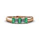 1 - Melina 5x3 mm Emerald Cut Emerald and Diamond 5 Stone Thick Shank Wedding Band 
