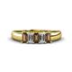 1 - Melina 5x3 mm Emerald Cut Smoky Quartz and Diamond 5 Stone Thick Shank Wedding Band 