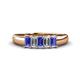 1 - Melina 5x3 mm Emerald Cut Tanzanite and Diamond 5 Stone Thick Shank Wedding Band 
