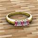 2 - Melina 5x3 mm Emerald Cut Pink Tourmaline and Diamond 5 Stone Thick Shank Wedding Band 