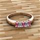 2 - Melina 5x3 mm Emerald Cut Pink Tourmaline and Diamond 5 Stone Thick Shank Wedding Band 
