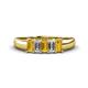 1 - Melina 5x3 mm Emerald Cut Citrine and Diamond 5 Stone Thick Shank Wedding Band 
