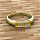 2 - Melina 5x3 mm Emerald Cut Citrine and Diamond 5 Stone Thick Shank Wedding Band 