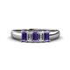 1 - Melina 5x3 mm Emerald Cut Iolite and Diamond 5 Stone Thick Shank Wedding Band 