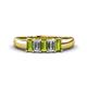 1 - Melina 5x3 mm Emerald Cut Peridot and Diamond 5 Stone Thick Shank Wedding Band 