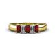 1 - Melina 5x3 mm Emerald Cut Red Garnet and Diamond 5 Stone Thick Shank Wedding Band 
