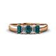 1 - Melina 5x3 mm Emerald Cut London Blue Topaz and Diamond 5 Stone Thick Shank Wedding Band 