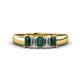 1 - Melina 5x3 mm Emerald Cut Diamond and Lab Created Alexandrite 5 Stone Thick Shank Wedding Band 