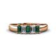 1 - Melina 5x3 mm Emerald Cut Diamond and Lab Created Alexandrite 5 Stone Thick Shank Wedding Band 