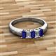 2 - Melina 5x3 mm Emerald Cut Blue Sapphire and Diamond 5 Stone Thick Shank Wedding Band 
