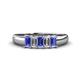 1 - Melina 5x3 mm Emerald Cut Tanzanite and Diamond 5 Stone Thick Shank Wedding Band 