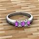2 - Melina 5x3 mm Emerald Cut Amethyst and Diamond 5 Stone Thick Shank Wedding Band 
