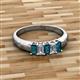 2 - Melina 5x3 mm Emerald Cut London Blue Topaz and Diamond 5 Stone Thick Shank Wedding Band 